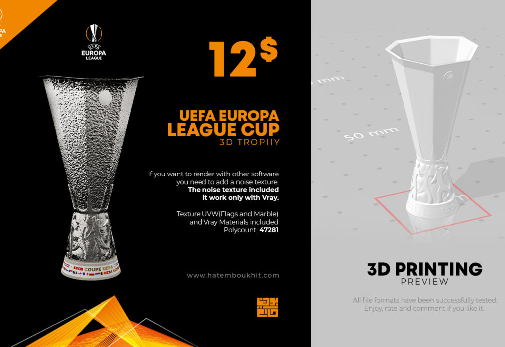 UEFA Europa League 3D Model Trophy